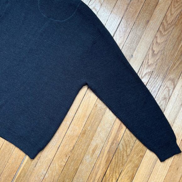 Orvis Waffle Knit Merino Wool Sweater 1/4 Button Front Men's Size XL Charcoal - Picture 5 of 10